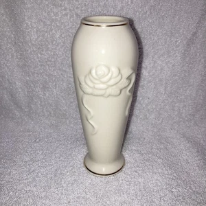 Lenox Elfenbein Porzellan Rosenblüten Knospe Vase 24k Goldrand 5,75 in ohne Box - Bild 1 von 5