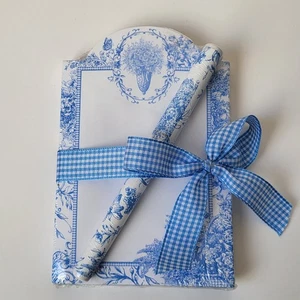 2002 Lady Jayne Ltd Blue Floral Notepad And Pen Set Desk Office Notes Sealed NOS - Picture 1 of 7