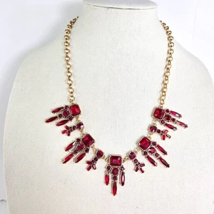 IMAN goldfarbene rote Strass Latz Halskette Statement neu mit Etikett Glamourös - Bild 1 von 9