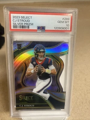2023 Panini Select Club Level C.J. Stroud #289 Silver Prizm Die-Cut RC PSA 10 - Image 1 of 2