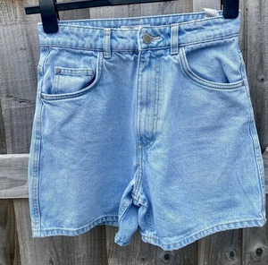 Pale Blue ZARA Wide Leg Approximately Size 10 Denim Shorts With Pockets🥰 - Picture 1 of 5