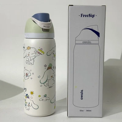 AS SHOWN Owala 32OZ Cinnamoroll FreeSip Stainless Steel FreeSip Water Bottle NEW