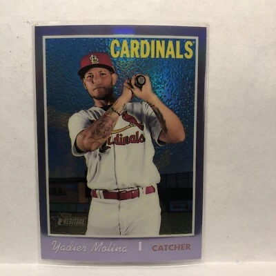 2019 Topps Heritage Chrome Purple Refractor Yadier Molina #THC-439 - Image 1 of 2