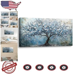 Vibrant Tree of Life Canvas Painting - 20x40 Abstract Art for Relaxed Living - Picture 1 of 9