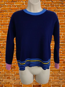 WOOLOVERS NAVY KNIT JUMPER MEDIUM MERINO WOOL WOMENS CREW PULLOVER SWEATER TOP - Picture 1 of 5