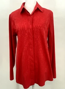 Athleta Shirt Womens S Red Urbanite Textured Stretch Tunic Button Up Hi Low Hem - Picture 1 of 12