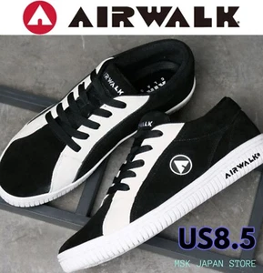 AIRWALK ONE AWC1003 SS25 Black White Suede Sneakers 90's Reprint New Japan US8.5 - Picture 1 of 5