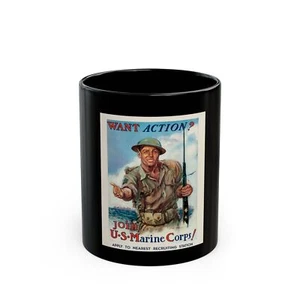 WWI Recruiting Poster Marine Corps Black Mug | Military Gift | Recruitment  - Picture 1 of 5