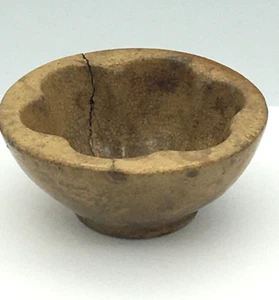 Antique Miniature YellowWare Stoneware Food/Pudding Mold Stained Craze Repaired - Picture 1 of 15