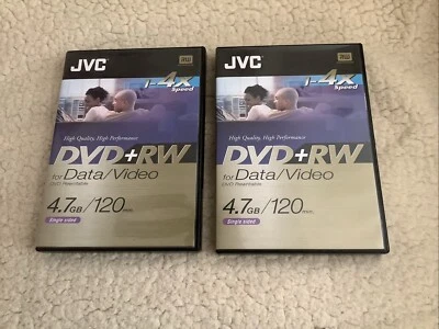 2 x JVC DVD-RW 4.7GB/120 MIN RECORDABLE DVDS ~ DATA - SINGLE SIDED - Image 1 of 3