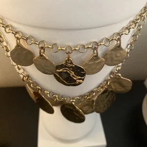 Chicos Double Layer Gold Chain Choker Necklace - Picture 1 of 8