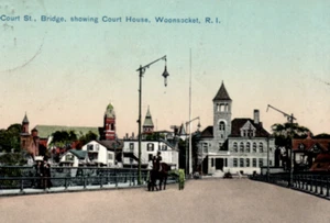 Postal Woonsocket Rhode Island Court Street Bridge  - Imagen 1 de 3