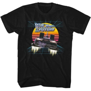 Back To The Future Movie Delorean Teleporting Sunburst Grid Men's T Shirt - Picture 1 of 3