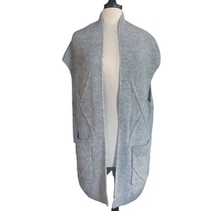 Chaleco Largo Talbots Gris Grueso Tejido con Cable Talla M Gran Tamaño Gris Lana Mezcla Alpaca - Imagen 1 de 7