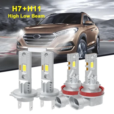 For Jaguar XF 2009-2011 6000K LED Headlight Combo High Low Beam  H7 H11 Bulbs - Image 1 of 4