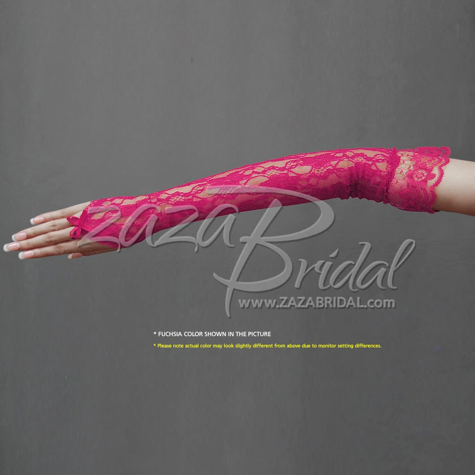 Guantes de encaje sin dedos con patrón de flores con volantes elásticos 12BL-Varios colores Foto 1 de 1