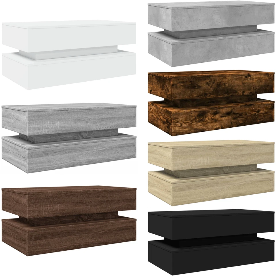 LED Coffee Table Wooden Storage Modern Living Room Furniture RGB lights Tables - Image 1 of 1