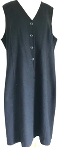 Abito vintage in lana nero, Worthington, 18, senza maniche, lunghezza ginocchio Pinafore Retr - Foto 1 di 4