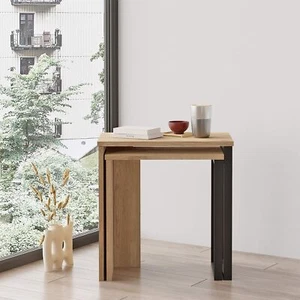 Tavolini da Caffè Akad Truciolato Ferro Rovere Chiaro Grigio Moderno SET 2 pezzi - Foto 1 di 7