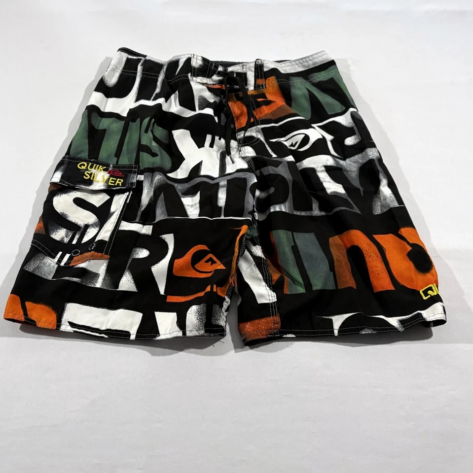 Quiksilver VTG Canvas Swim Board Shorts 90s Y2K  Mens Cargo Pocket Spellout 34 - Image 1 of 4