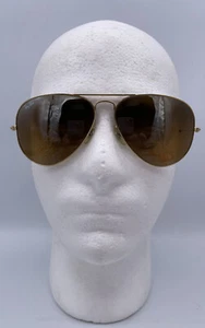Vtg Bausch And Lomb Gold Tone Aviators L1632-VUAS Glass Brn Grad Mirror 58-14 - Picture 1 of 10