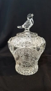 Vtg Hofbauer Byrdes Crystal Jam Jelly Sugar Honey Jar Bird Birds Lid - No Spoon - Picture 1 of 12