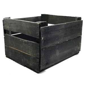 VTG Primitive Rustic Handmade Storage Crate Original Black Paint 15" x 13" x 10" - Picture 1 of 14