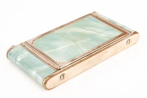 Girey Sea Green Pearl Plastic Celluloid Camera Style Powder Makeup Compact V26 - Bild 1 von 7