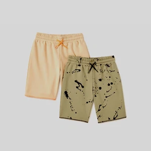 Bleached Boy's Pull-On Knit Shorts, 2-Pack, Oil Green Splatter/Mojave, XS (4-5) - Picture 1 of 5