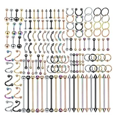 Oveta 150PCS Body Piercing Jewelry Lot 14G 16G 20G Stainless  Assorted Styles  - Image 1 of 4