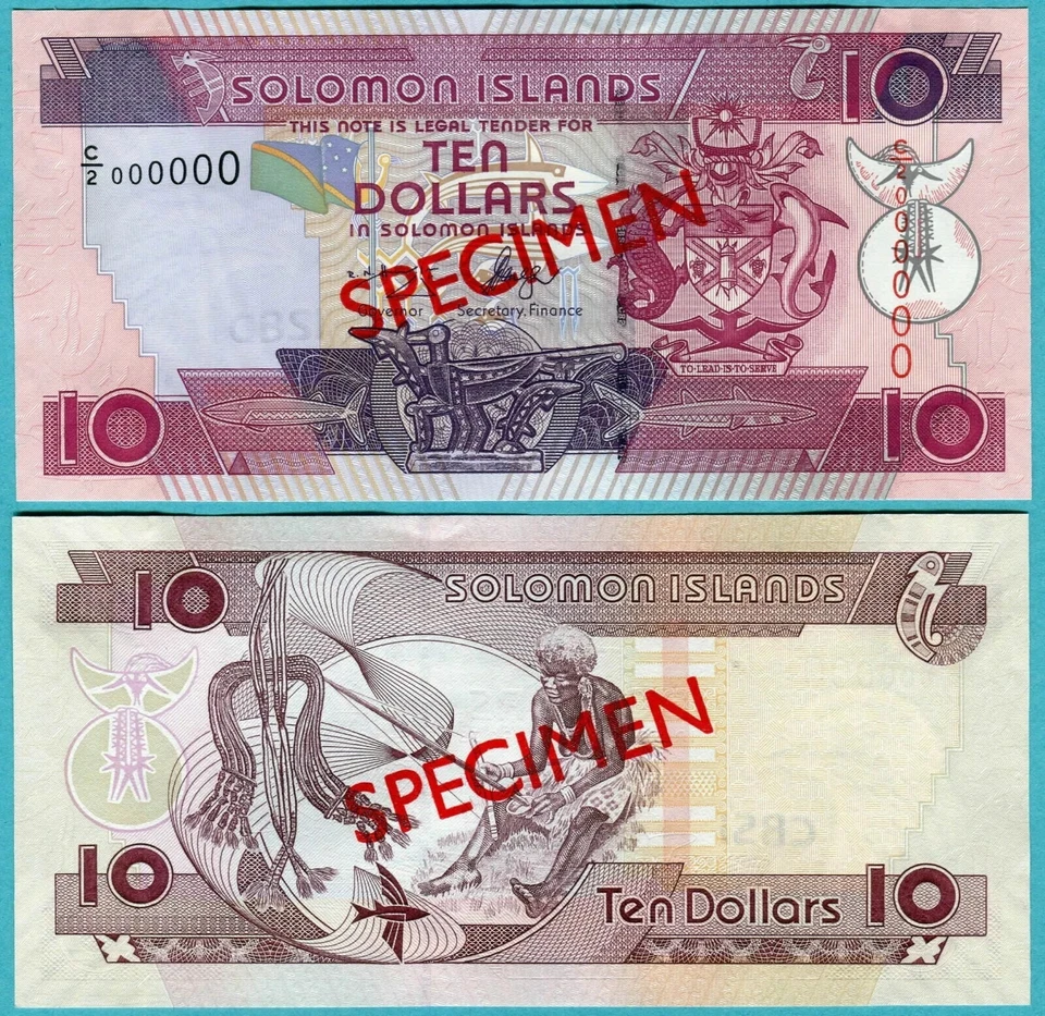 SOLOMOM ISLANDS: SPECIMEN 10 Dollars ND(2005) P27as UNC - Specimen C/2 - Image 1 of 1