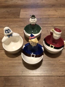 Rudolph the Red Nosed Reindeer Ceramic Bowls Set/4 1992,Sam, Bumble, Hermy,Santa - Picture 1 of 24