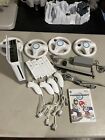 Nintendo Wii Mario Kart Console System Bundle W/ 4 Controllers, Wheels, & Game
