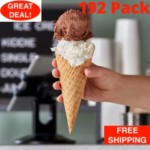 (192 Pack) Bulk Wholesale Joy Large Size Waffle Ice Cream Cones Classic Shape - Picture 1 of 12