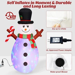 Muñeco de Nieve Inflable Navidad 1.5M Exterior Colorido Giratorio Luces LED. - Imagen 1 de 3