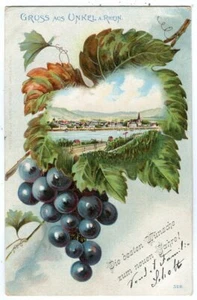 Litho AK Unkel Rhein,Weintraube,Wünsche zum Neujahr,b.Erpel,Rheinbreitbach 1902 - Picture 1 of 2