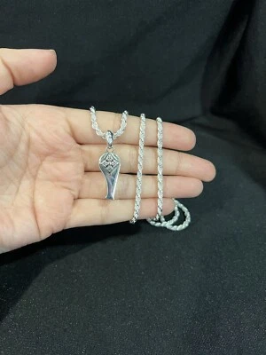 925 Sterling Silver Men Women Whistle with Cross Pendant & Rope Chain 22 26 30 - Изображение 1 из 4