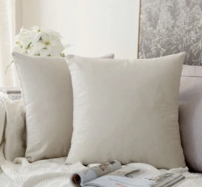 批量 2 ~ 24 英寸 x 24 英寸柔软天鹅绒超细纤维面霜白色枕套 — 第 1/4 张图片