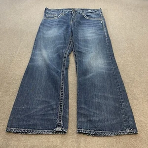 Silver Jeans Zac Y2K Mens 34 Fits 35x30 Relaxed Bootcut Baggy Western Denim Blue - Picture 1 of 14