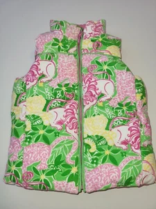Girls Lilly Pulitzer Reversible Down Puffer Vest size 6 animal crackers - Picture 1 of 6