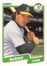 Ron Hassey 1990 Fleer 8  Oakland Athletics  Baseball Card