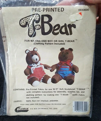  Raymar Pre Printed T-Bear Pattern Factory Sealed Clothing Pattern Included - Image 1 of 4