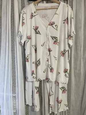 Liz Claiborne 2 piezas Pijama Conjunto de Salón Mujer’s XXL Crema Daphne Floral (8822) Foto 1 de 4