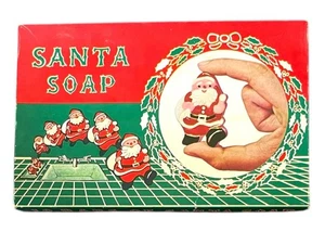 Juego de 9 jabones de Papá Noel vintage 1966 en caja decoración navideña retro novedad - Imagen 1 de 11