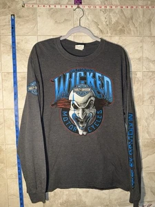 Harley Davidson Clown Hemd Herren Large Grau Alligator Langarm MiamiFlorida Wicked - Bild 1 von 7