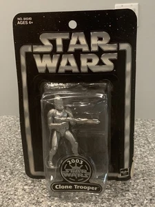 Star Wars Silver Saga Edition SDCC 2003 exclusivo Clone Trooper en tarjeta - Imagen 1 de 4