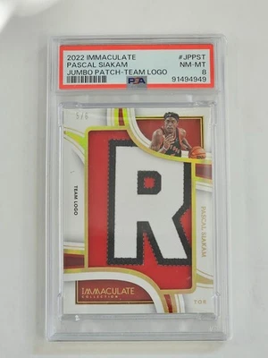 2022 Panini Immaculate Basketball Pascal Siakam 5/6 Jumbo Patch Team Logo PSA 8 - Image 1 of 4
