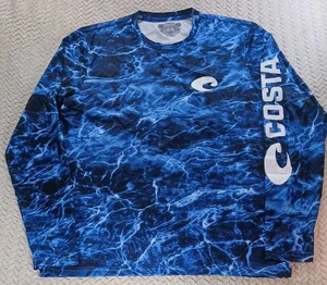 Costa Tech Mossy Oak Elements Fishing Shirt Water Camo Gray Large Long Sleeve - Picture 1 of 17
