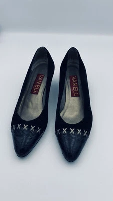 Tacones de gatito negros vintage Van Eli East entrecruzados X sobre los dedos de los pies Foto 1 de 4