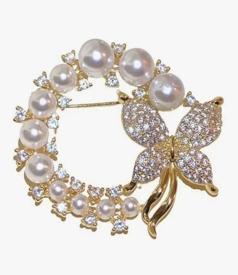 Elegante Broche Flor Mariposa Mujer Moda Novia Prendedor Ramo Adorno Foto 1 de 4